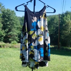 Worthington Floral Tank Blouse - Black, Blue, Yellow
